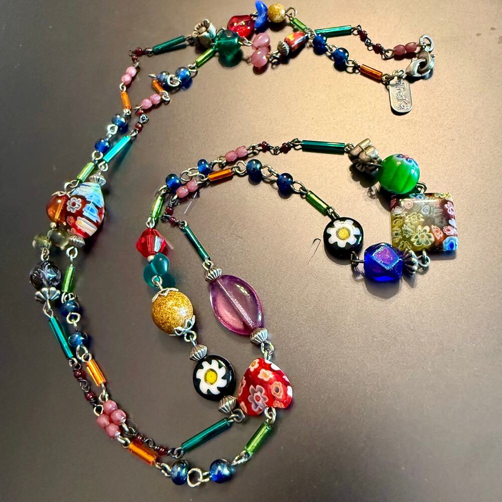Colorful Treska Murano Italian Glass Beaded Style Necklace